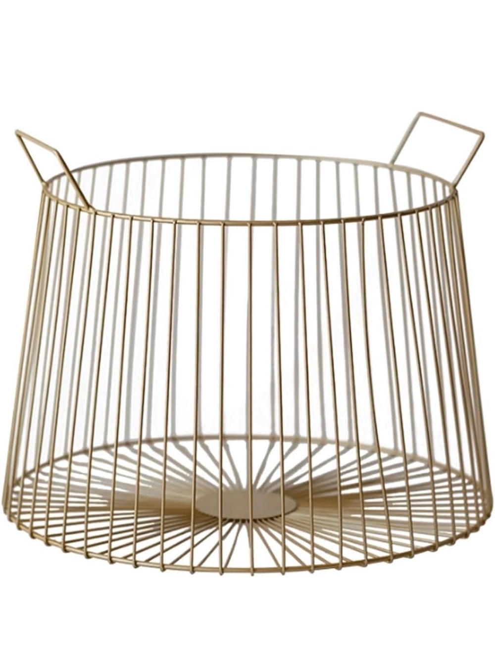 Gold Toned Round Metal Laundry Basket